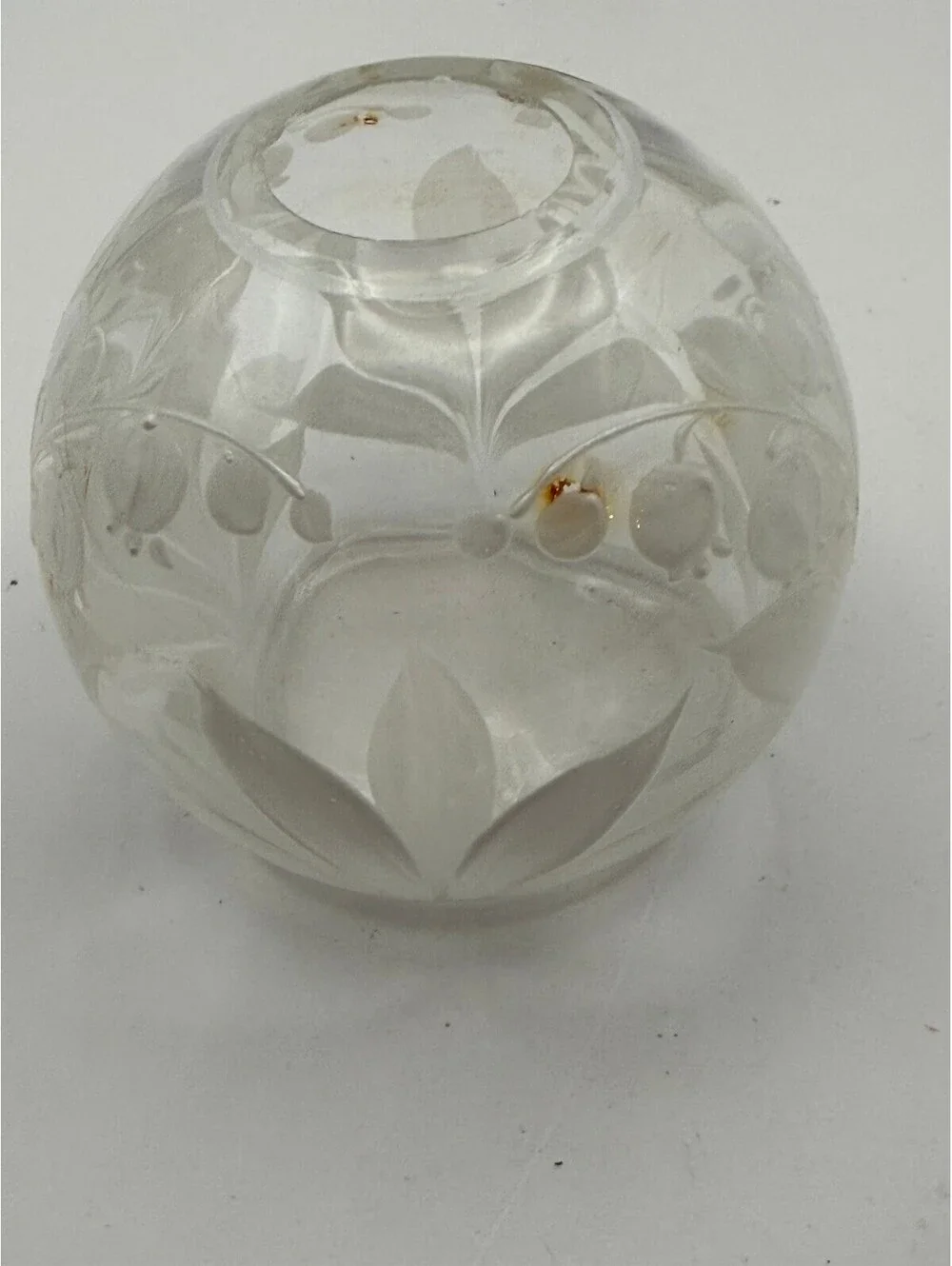 Antique c1920 Hand Painted Frosted Glass Hanging Flower Vase Hanging Pocket